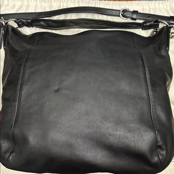 ⭐️#14769 Coach Kristin Black Leather Hobo Bag Silver Hardware Blue Interior - Picture 11 of 13